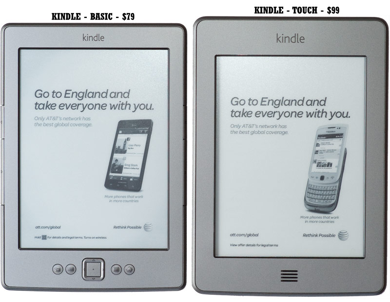 Kindle to Kindle Touch Comparison Size